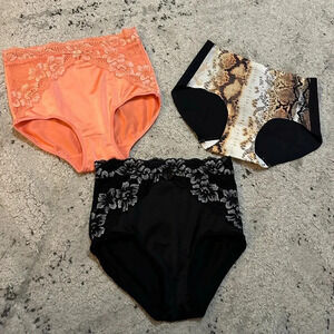 3 Pair of NWOT Rhonda Shear Panties - Animal Print, Coral, Black - Size: Small